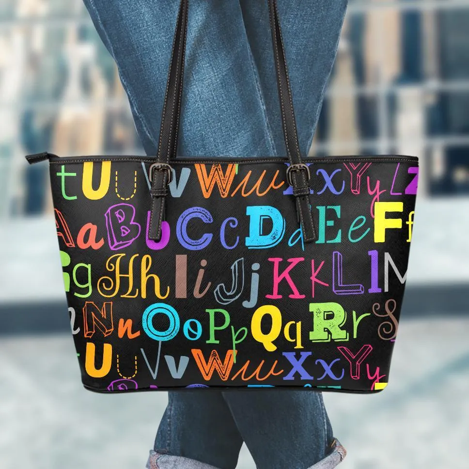 I Teach Large Leather Tote Bag