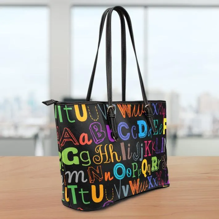 I Teach Large Leather Tote Bag