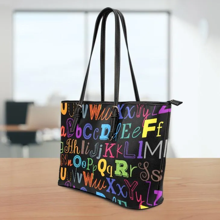 I Teach Large Leather Tote Bag
