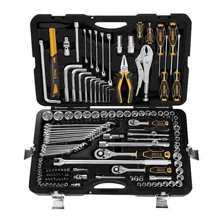 Ingco 142 Pieces Combination Tool Set with Sockets, Ratchets, and Wrenches - HKTHP21421