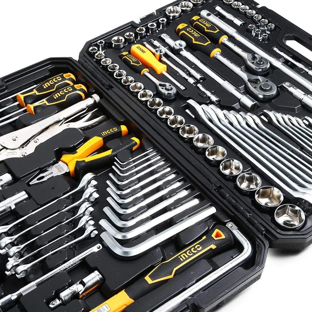 Ingco 142 Pieces Combination Tool Set with Sockets, Ratchets, and Wrenches - HKTHP21421