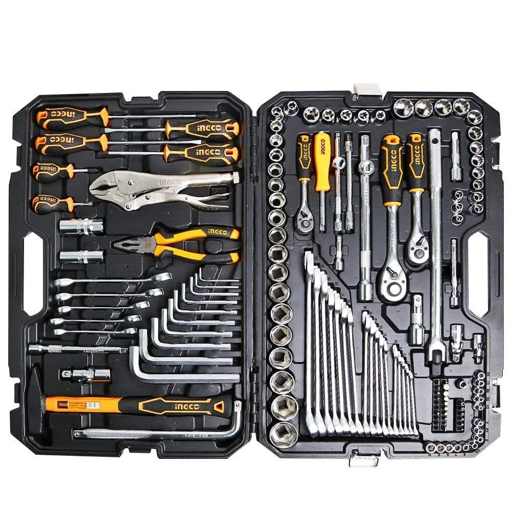 Ingco 142 Pieces Combination Tool Set with Sockets, Ratchets, and Wrenches - HKTHP21421