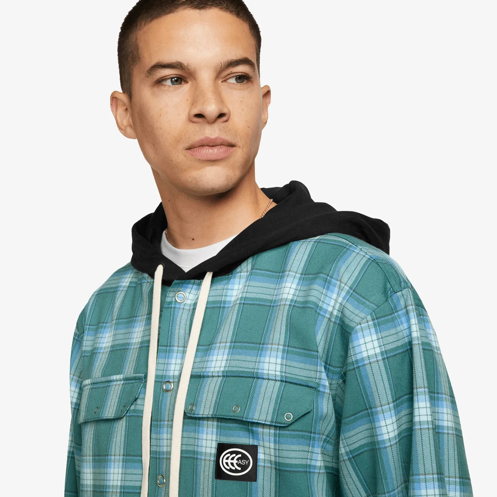 KD Hooded Basketball Flannel Jacket - Teal