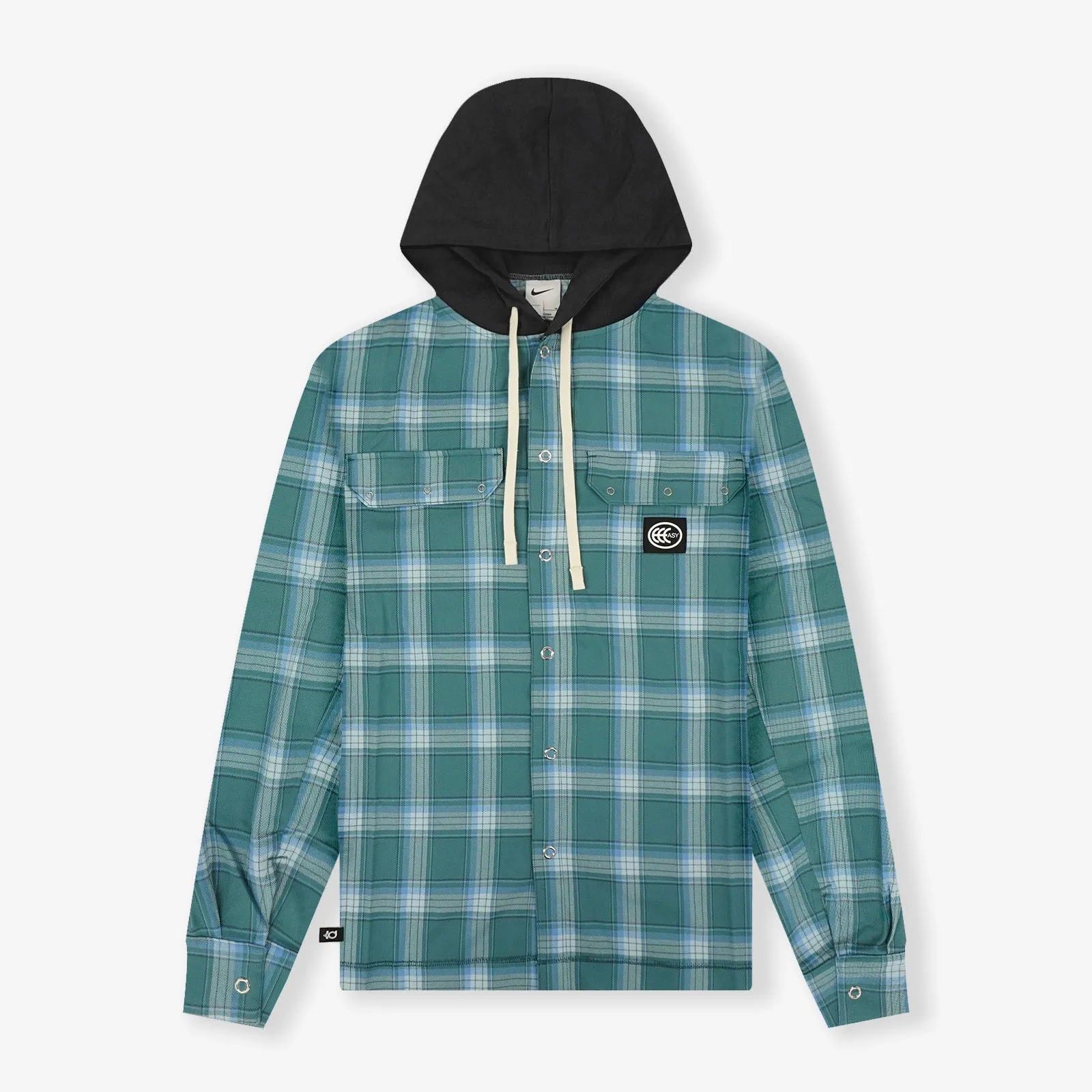 KD Hooded Basketball Flannel Jacket - Teal