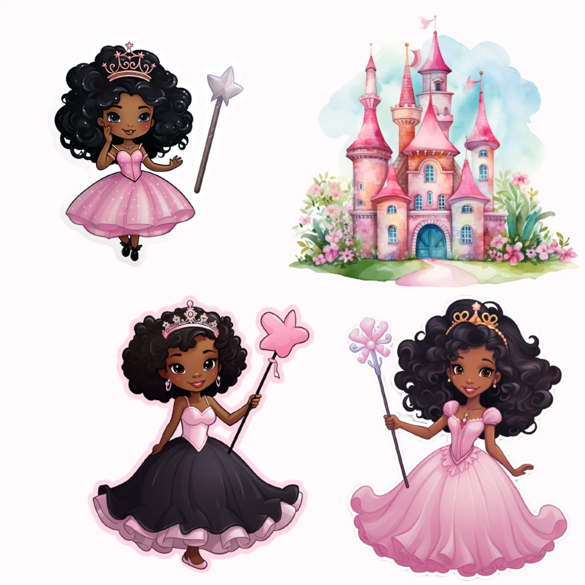 Little Princess Clipart, Watercolor Princess Clipart, Little Princess Ornaments, Baby Princess, Castle Sublimation Design, Princess Birthday, Fairytale Princes 033