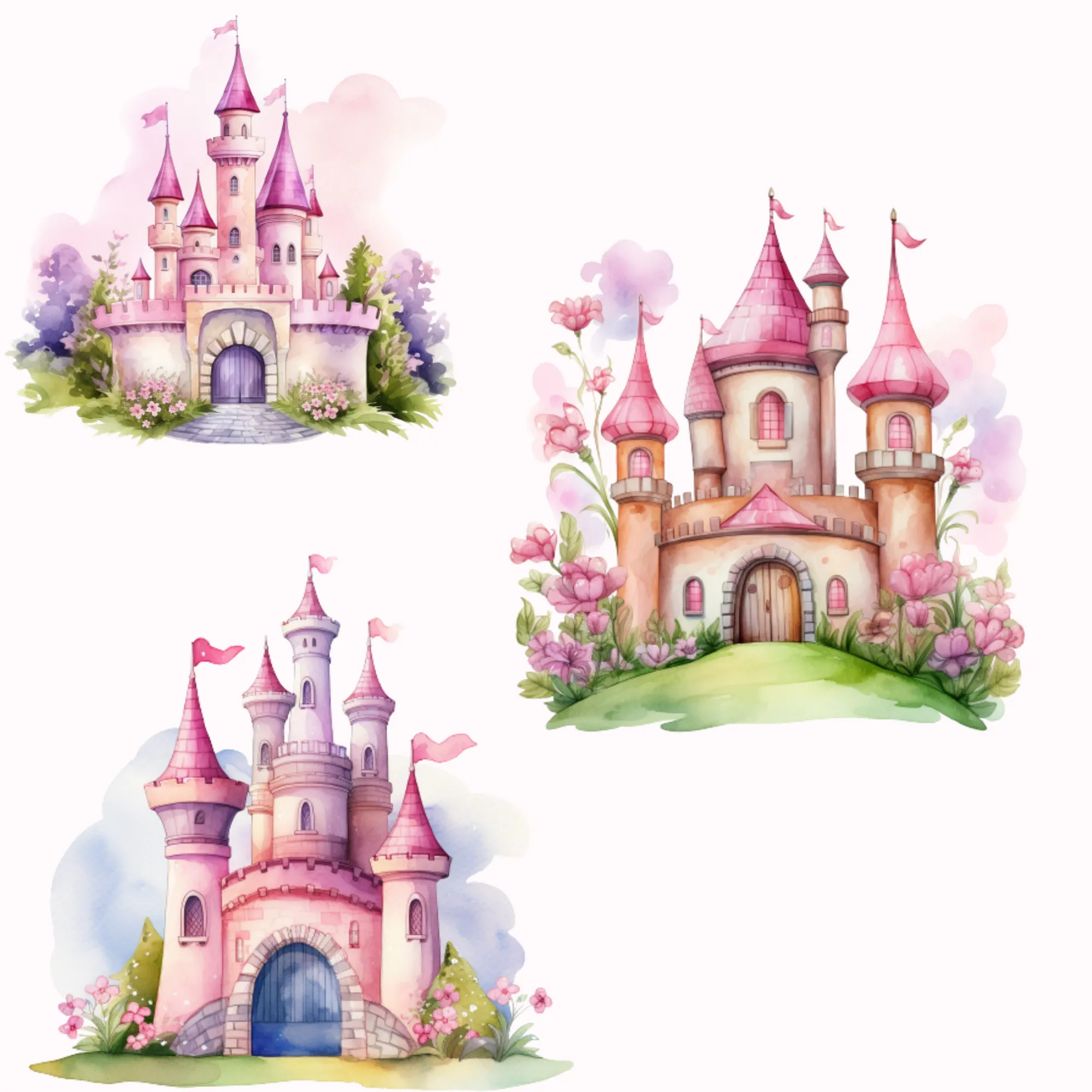 Little Princess Clipart, Watercolor Princess Clipart, Little Princess Ornaments, Baby Princess, Castle Sublimation Design, Princess Birthday, Fairytale Princes 033