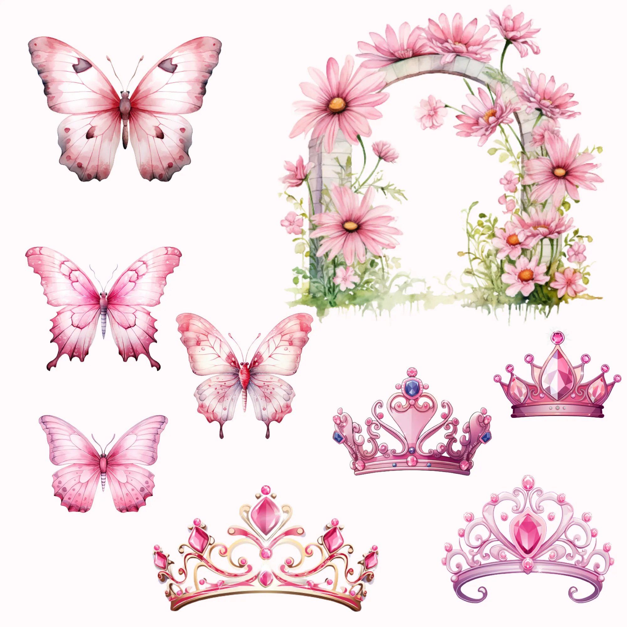 Little Princess Clipart, Watercolor Princess Clipart, Little Princess Ornaments, Baby Princess, Castle Sublimation Design, Princess Birthday, Fairytale Princes 033