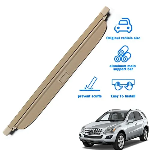 Marretoo for Mercedes Benz ML350 Cargo Cover ML Series Accessories 2006-2011 Beige Retractable Trunk Cover