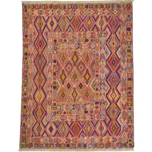 Multi-Weave Oriental Soumak Tribal Handmade Wool Rug (Size 5.0 X 6.5) Cwral-10008