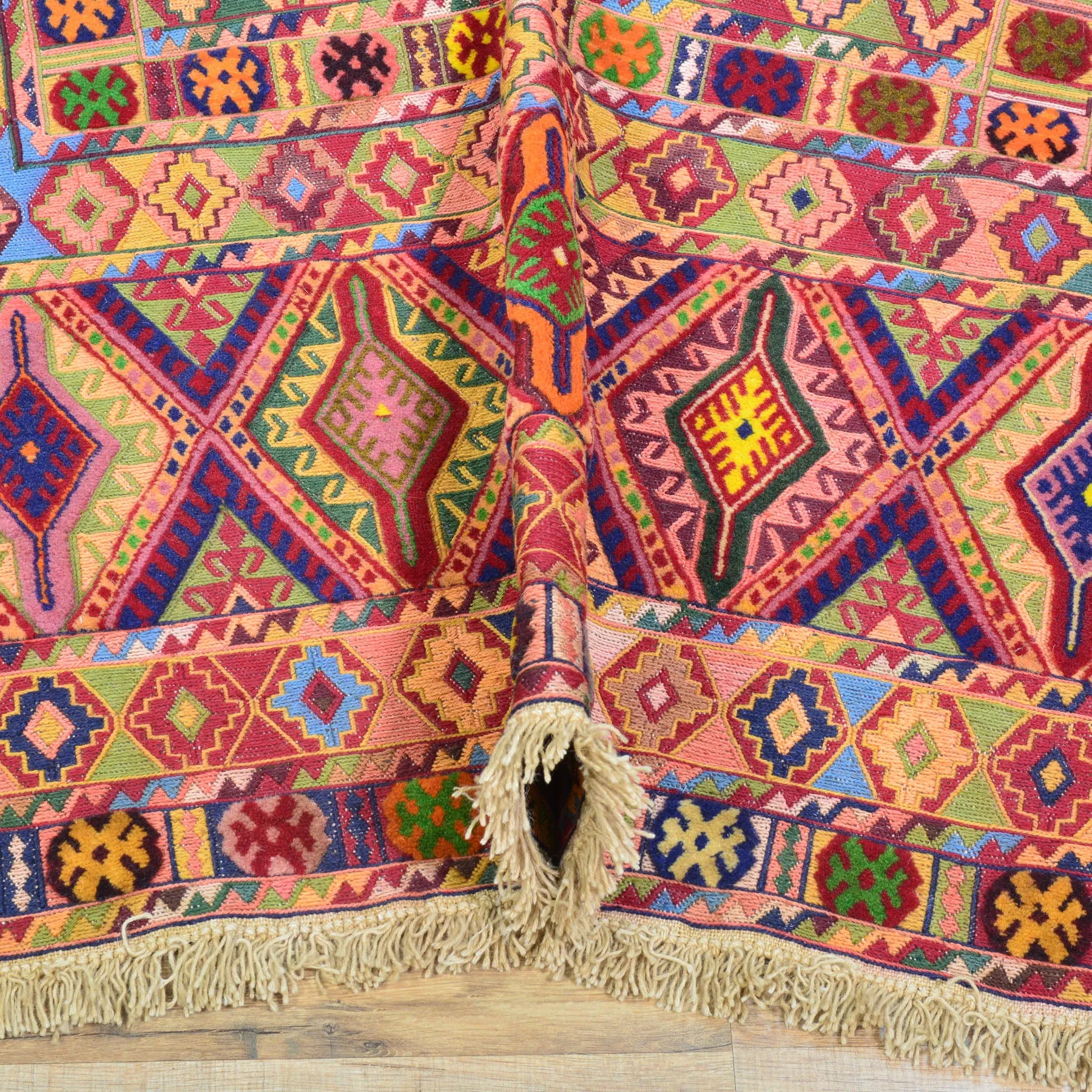 Multi-Weave Oriental Soumak Tribal Handmade Wool Rug (Size 5.0 X 6.5) Cwral-10008