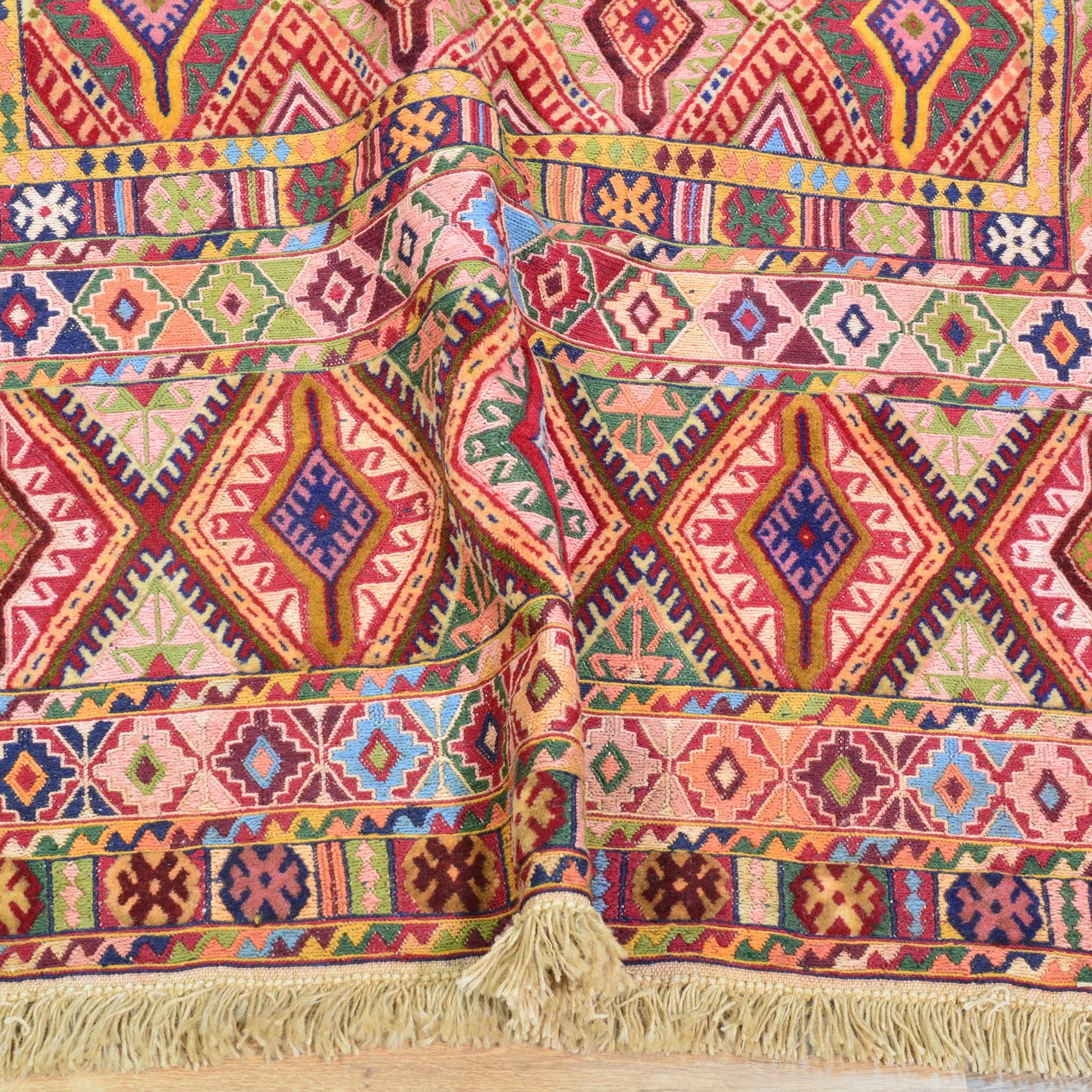 Multi-Weave Oriental Soumak Tribal Handmade Wool Rug (Size 5.1 X 6.3) Cwral-10032