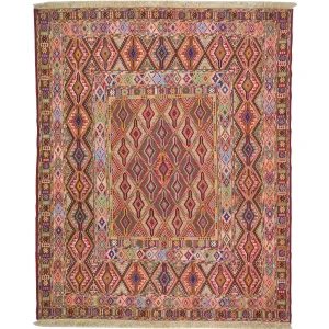 Multi-Weave Oriental Soumak Tribal Handmade Wool Rug (Size 5.1 X 6.3) Cwral-10032