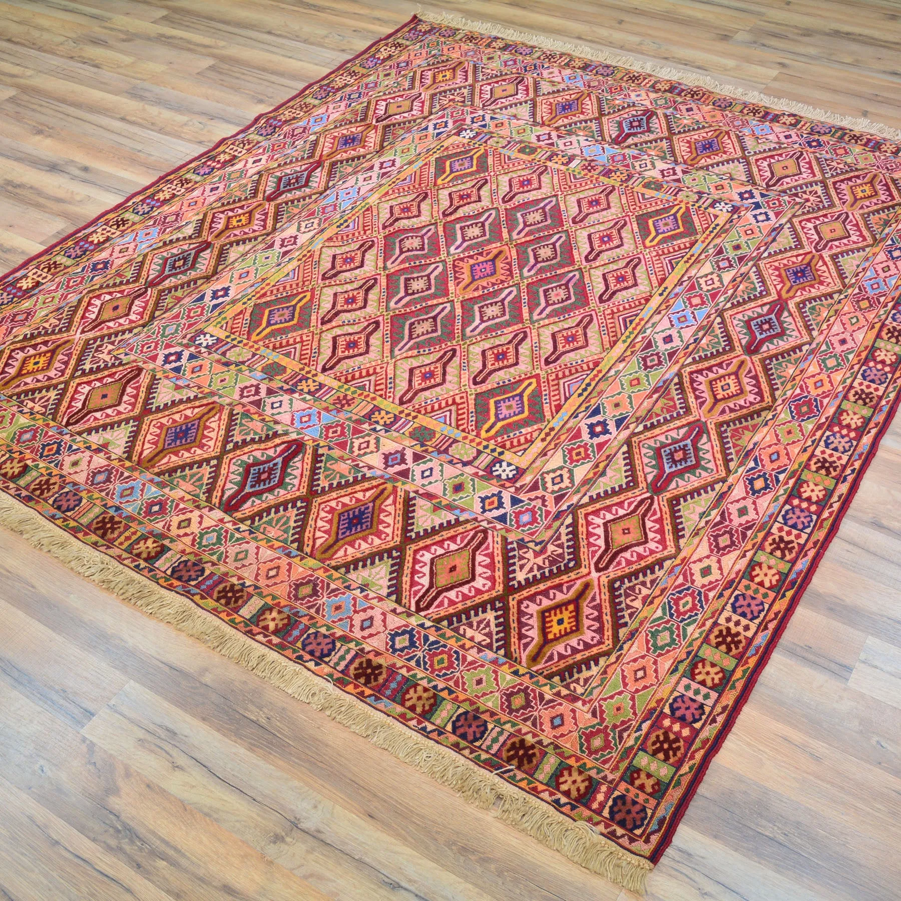 Multi-Weave Oriental Soumak Tribal Handmade Wool Rug (Size 5.1 X 6.3) Cwral-10032