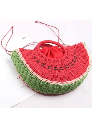 Pick Me Watermelon Straw Beach Bag