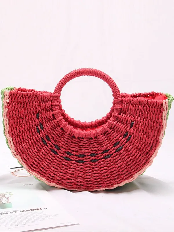 Pick Me Watermelon Straw Beach Bag