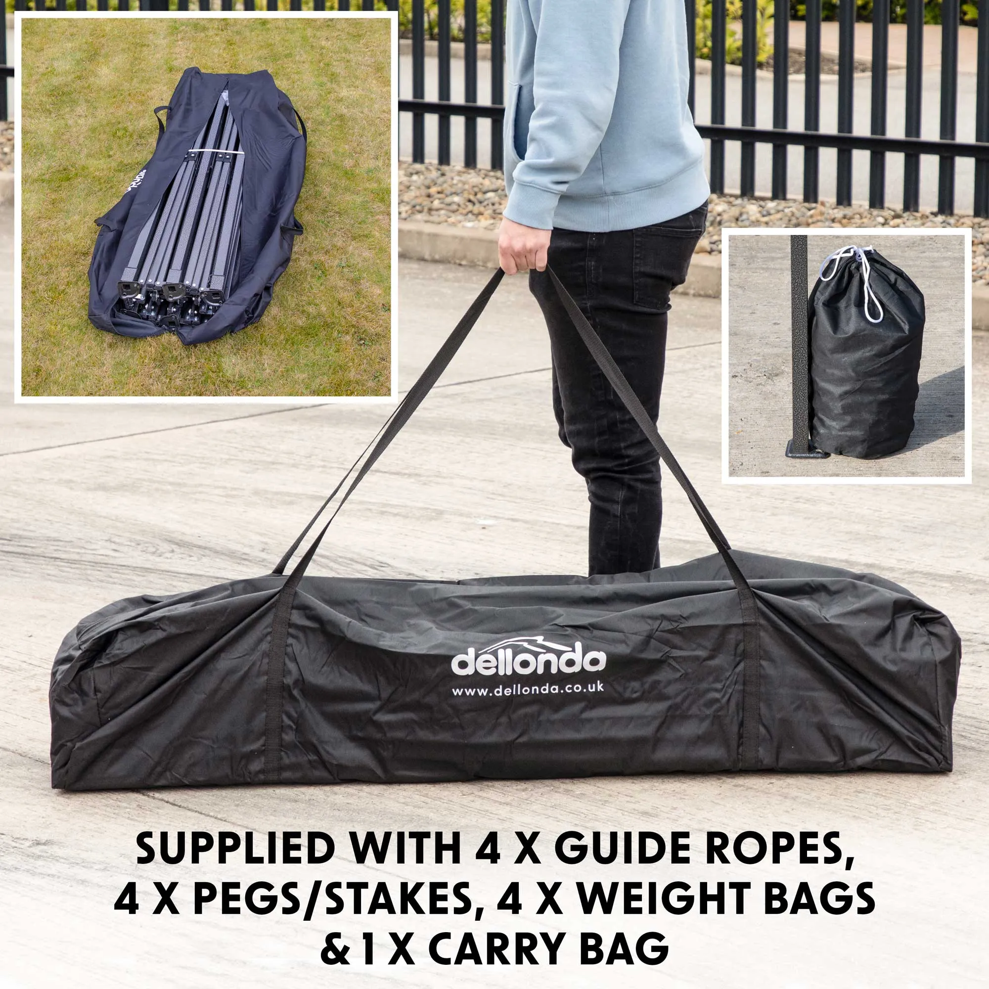 Premium 3x3m Pop-Up Gazebo, Water Resistant, Carry Bag, Stakes & Weight Bags - Blue - DG131