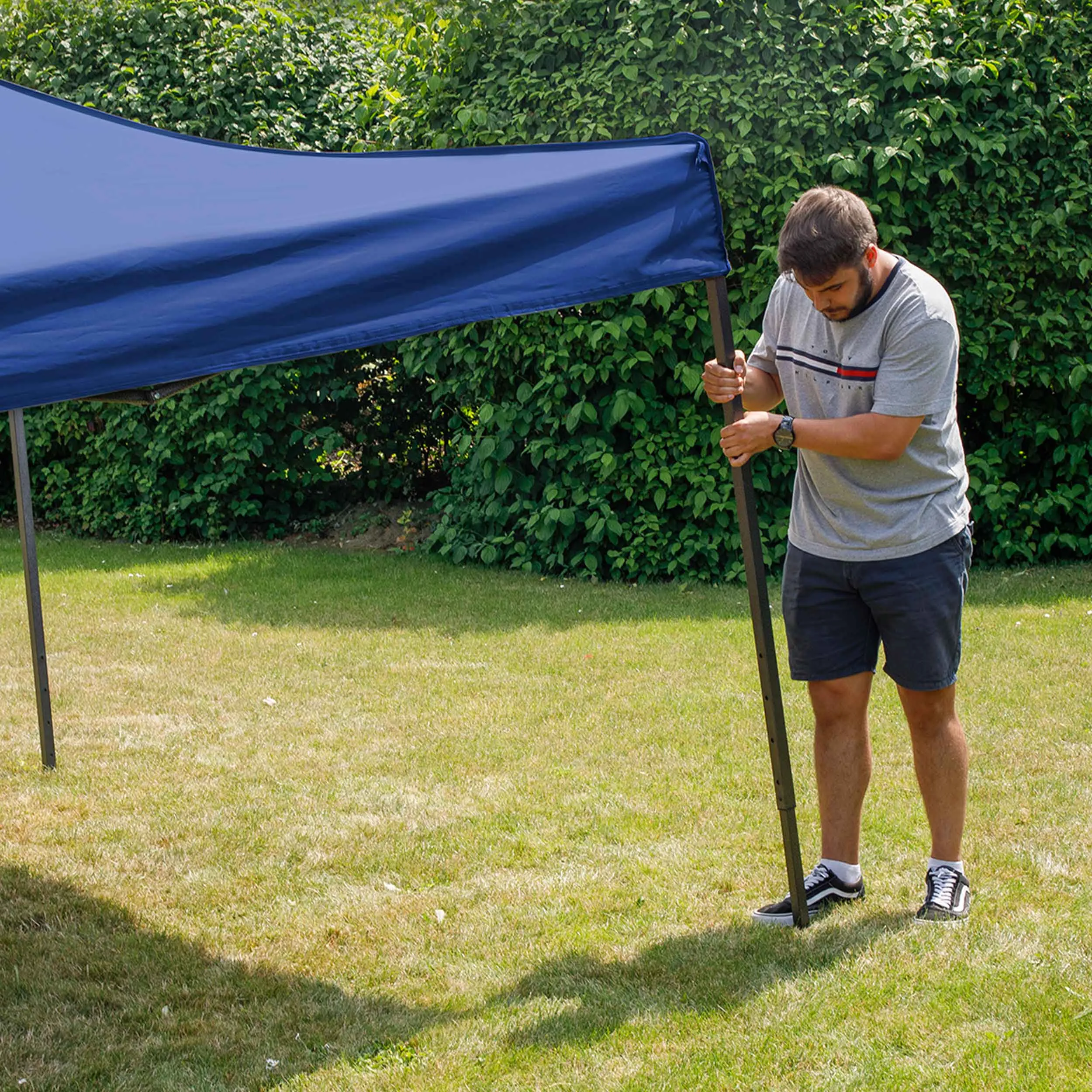 Premium 3x3m Pop-Up Gazebo, Water Resistant, Carry Bag, Stakes & Weight Bags - Blue - DG131