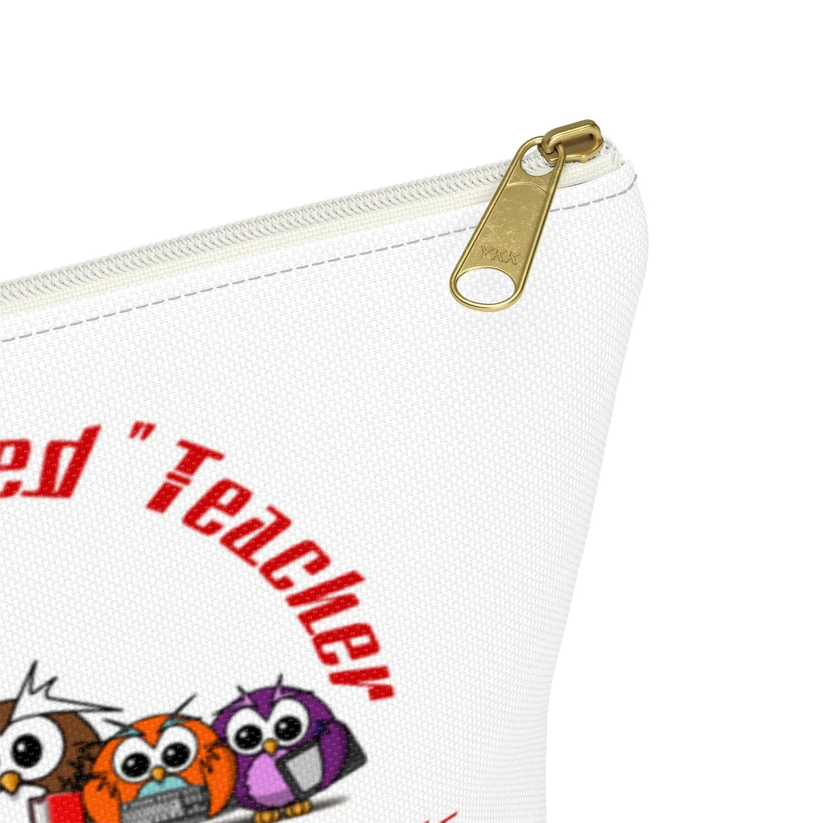 "Blessed Owl Teacher" Red Letters Accessory Pouch w T-bottom