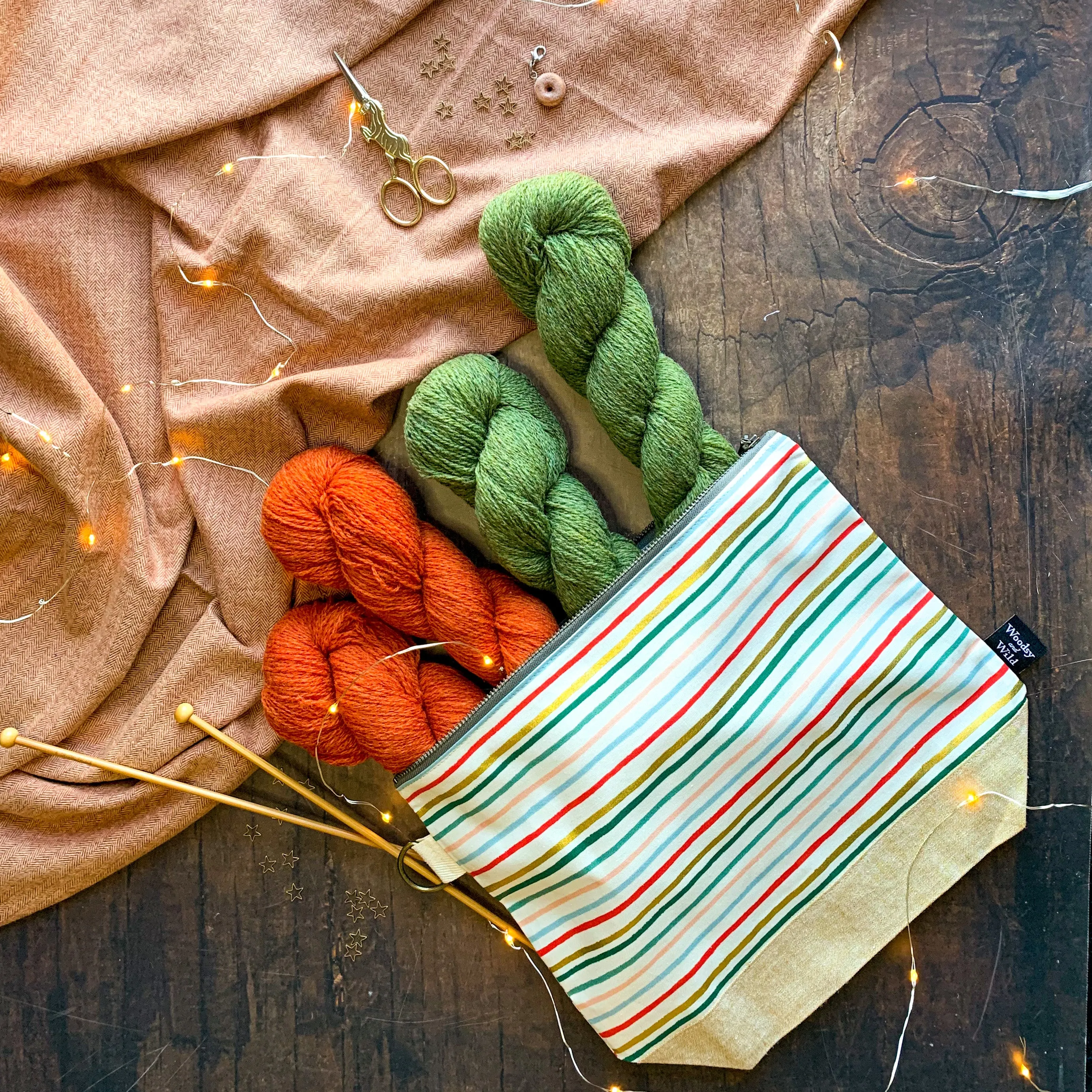"Holiday Stripe"- Knitting Project Bag- Ready to Ship
