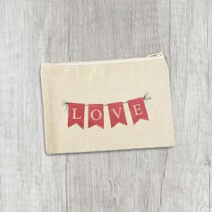 Red Love Banner - Valentine's Day Canvas Zipper Pouch