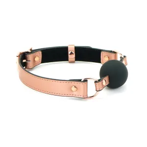 Rose Gold Silicone Ball Gag with Leather Strap