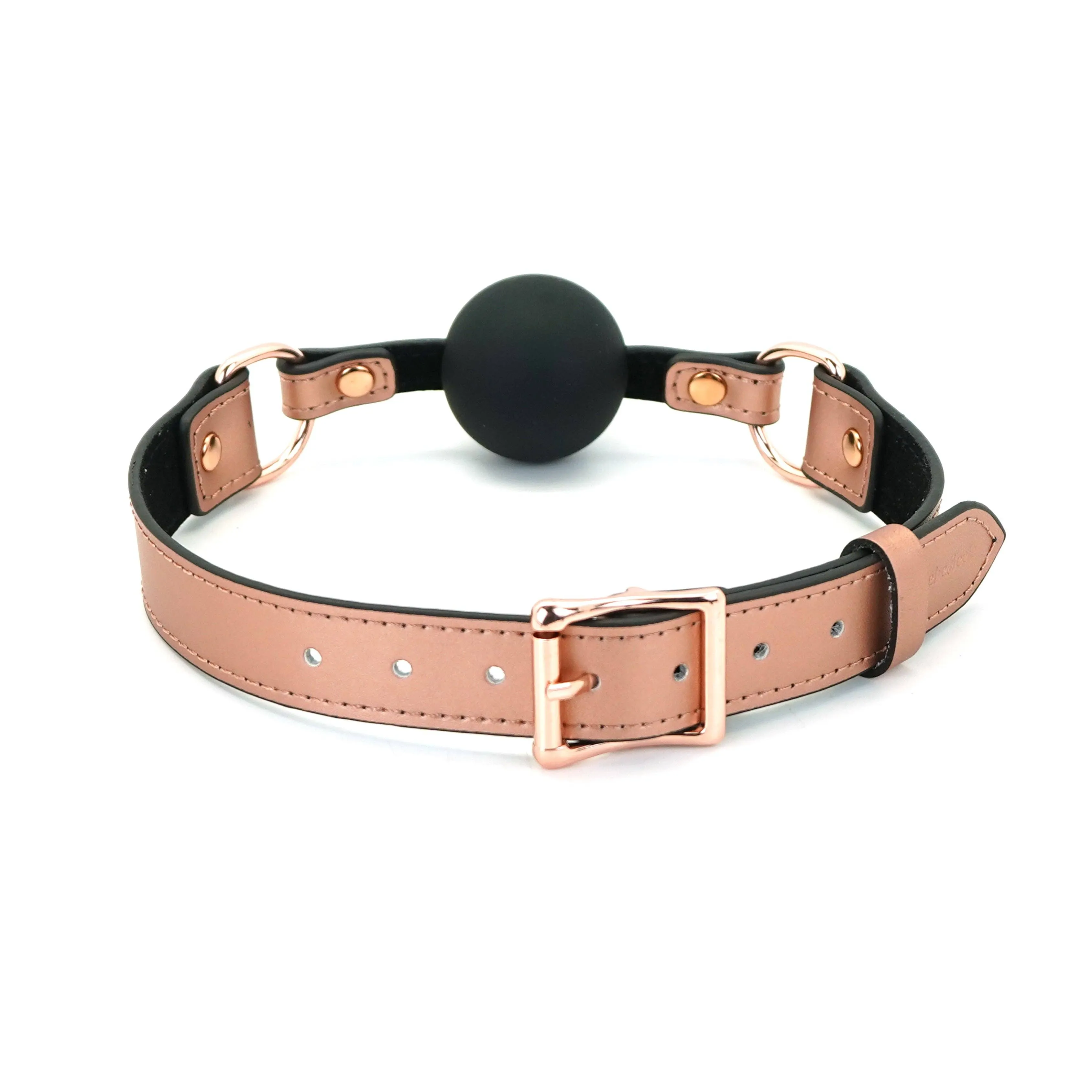 Rose Gold Silicone Ball Gag with Leather Strap