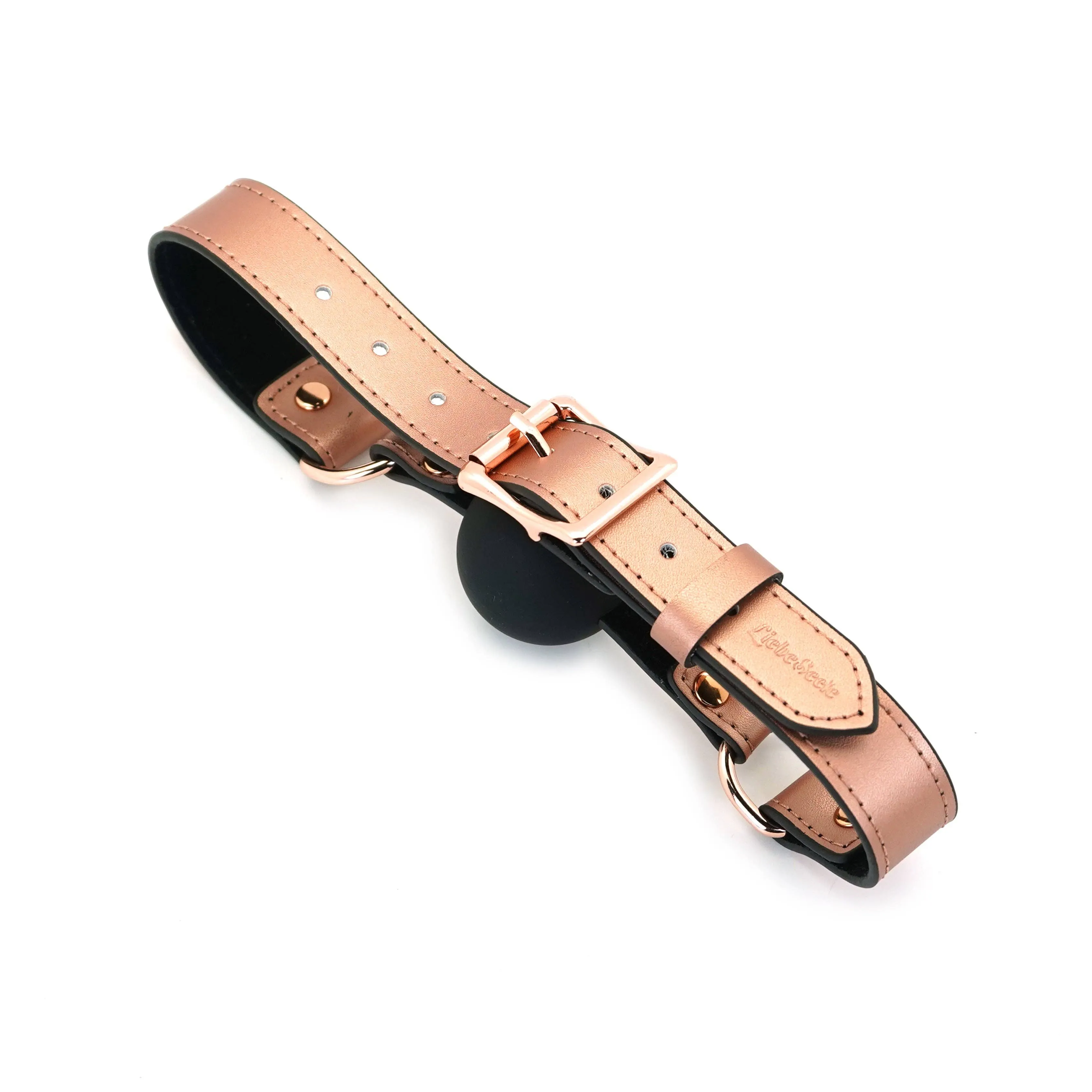 Rose Gold Silicone Ball Gag with Leather Strap