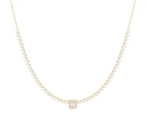 Single Cushion Diamond Baguette Cluster Halfway Tennis Necklace