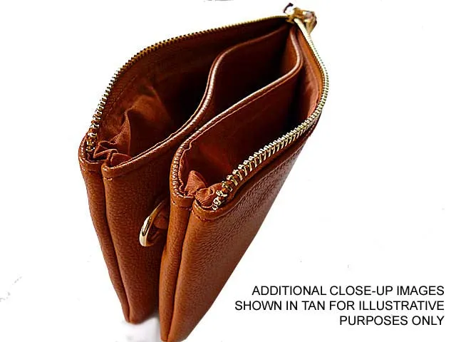 SMALL MULTI-COMPARTMENT CROSS-BODY PURSE BAG WITH WRIST AND LONG STRAPS - SILVER