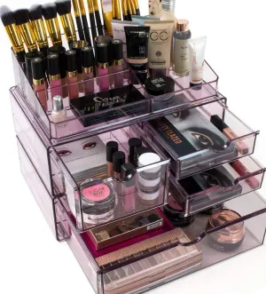 Sorbus Acrylic Cosmetics Makeup and Jewelry Storage Case X-Large Display Sets -Interlocking Scoop Drawers to Create Your Own Specially Designed Makeup Counter - Stackable and Interchangeable (Purple)