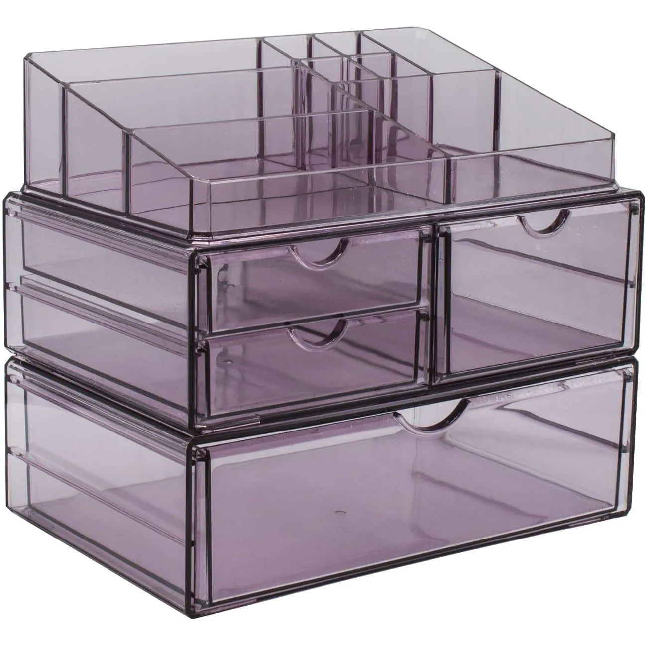 Sorbus Acrylic Cosmetics Makeup and Jewelry Storage Case X-Large Display Sets -Interlocking Scoop Drawers to Create Your Own Specially Designed Makeup Counter - Stackable and Interchangeable (Purple)