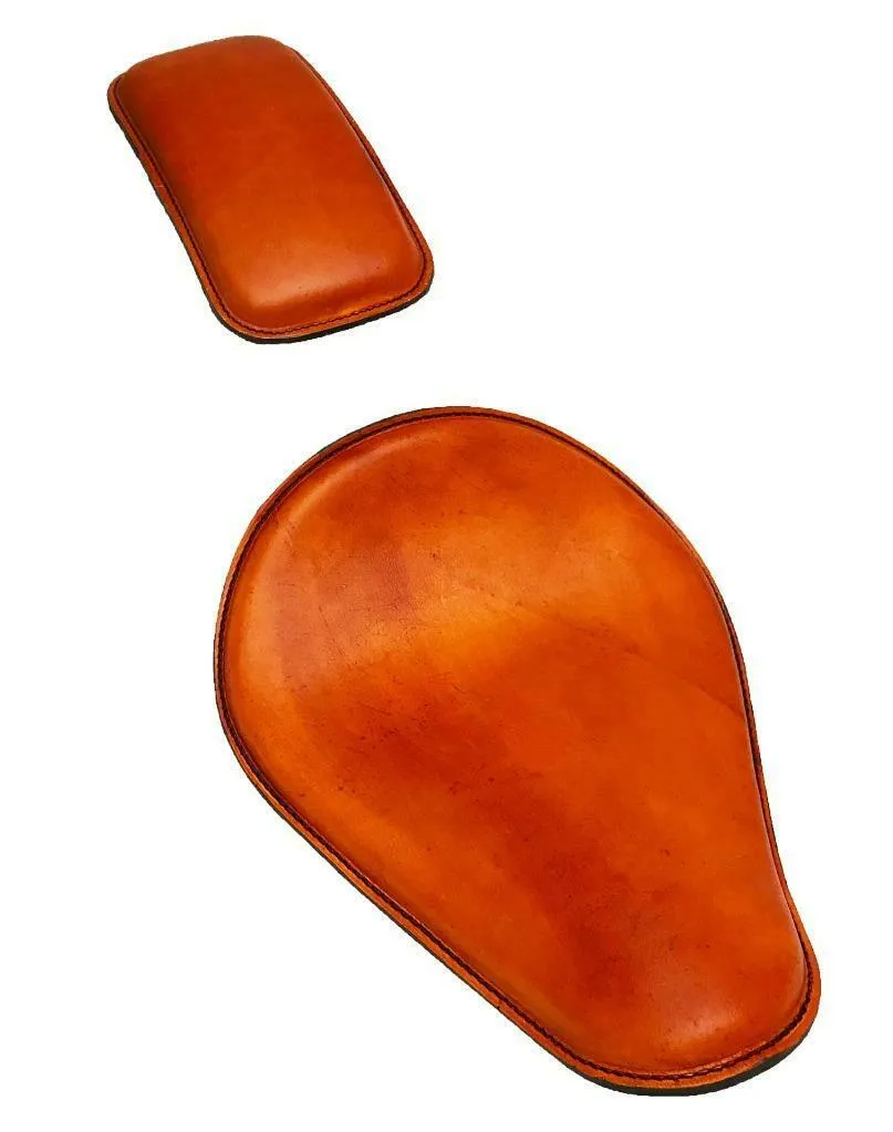 Spring Solo Seat P-Pad Chopper Harley Sportster Bobber Tan Distressed Leather