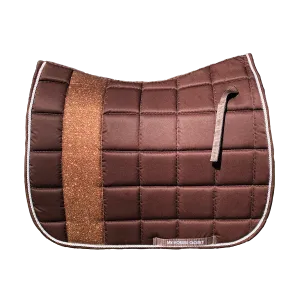 STRIPE Glitter Mesh Sparkly Dressage Saddle Pad Chocolate Brown