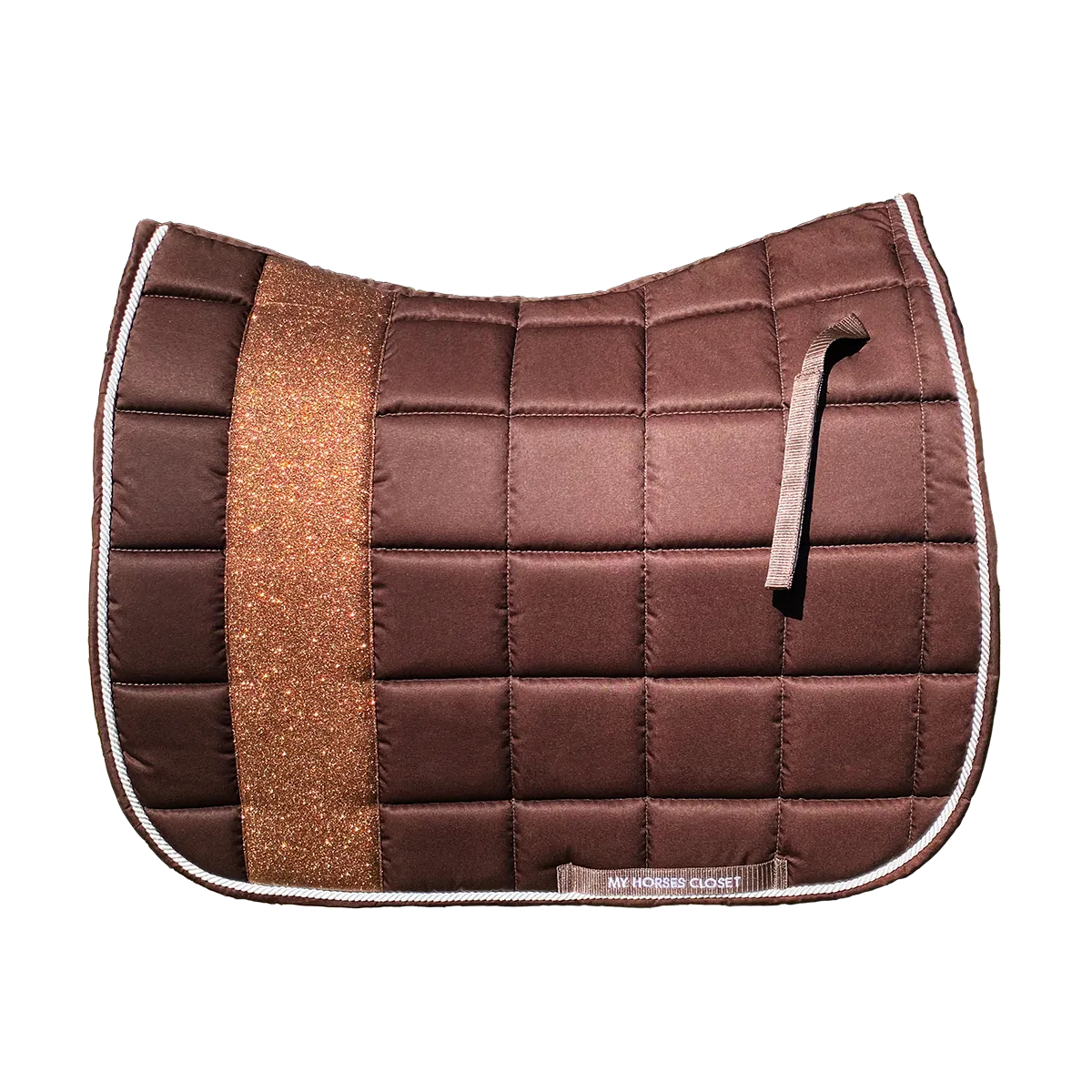 STRIPE Glitter Mesh Sparkly Dressage Saddle Pad Chocolate Brown