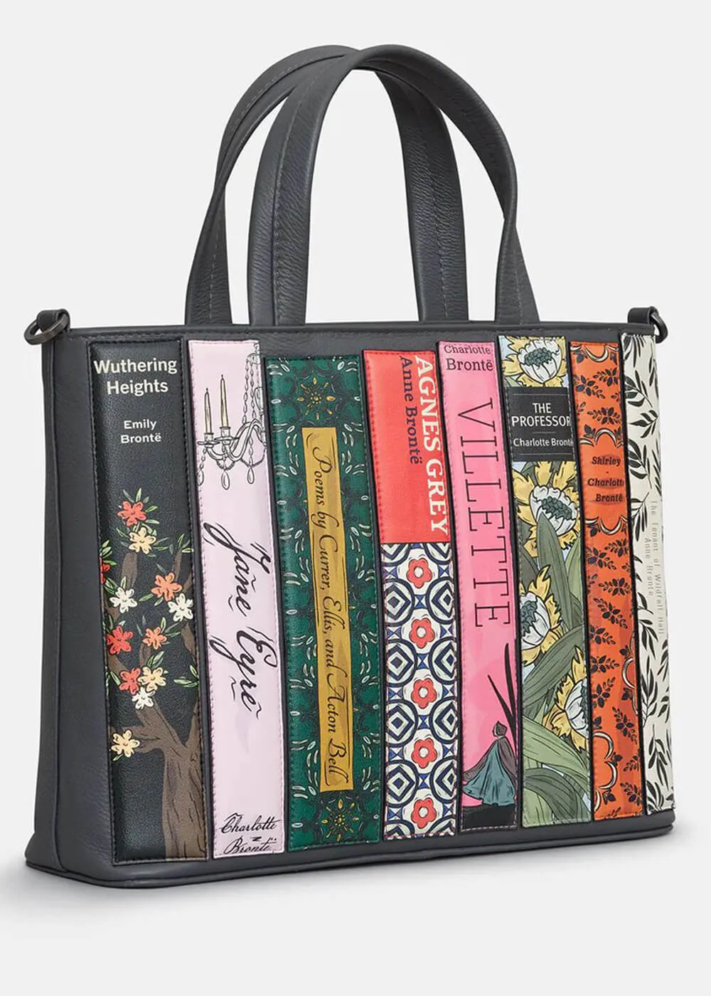 Succubus Bags Books Emily Bronte Bookworm Leather Grab Bag Grey