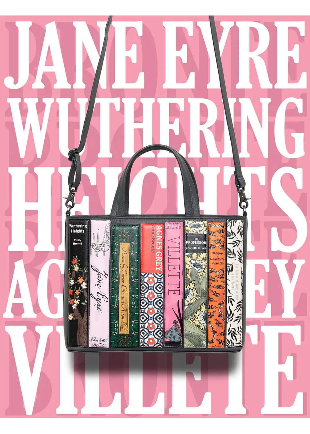 Succubus Bags Books Emily Bronte Bookworm Leather Grab Bag Grey