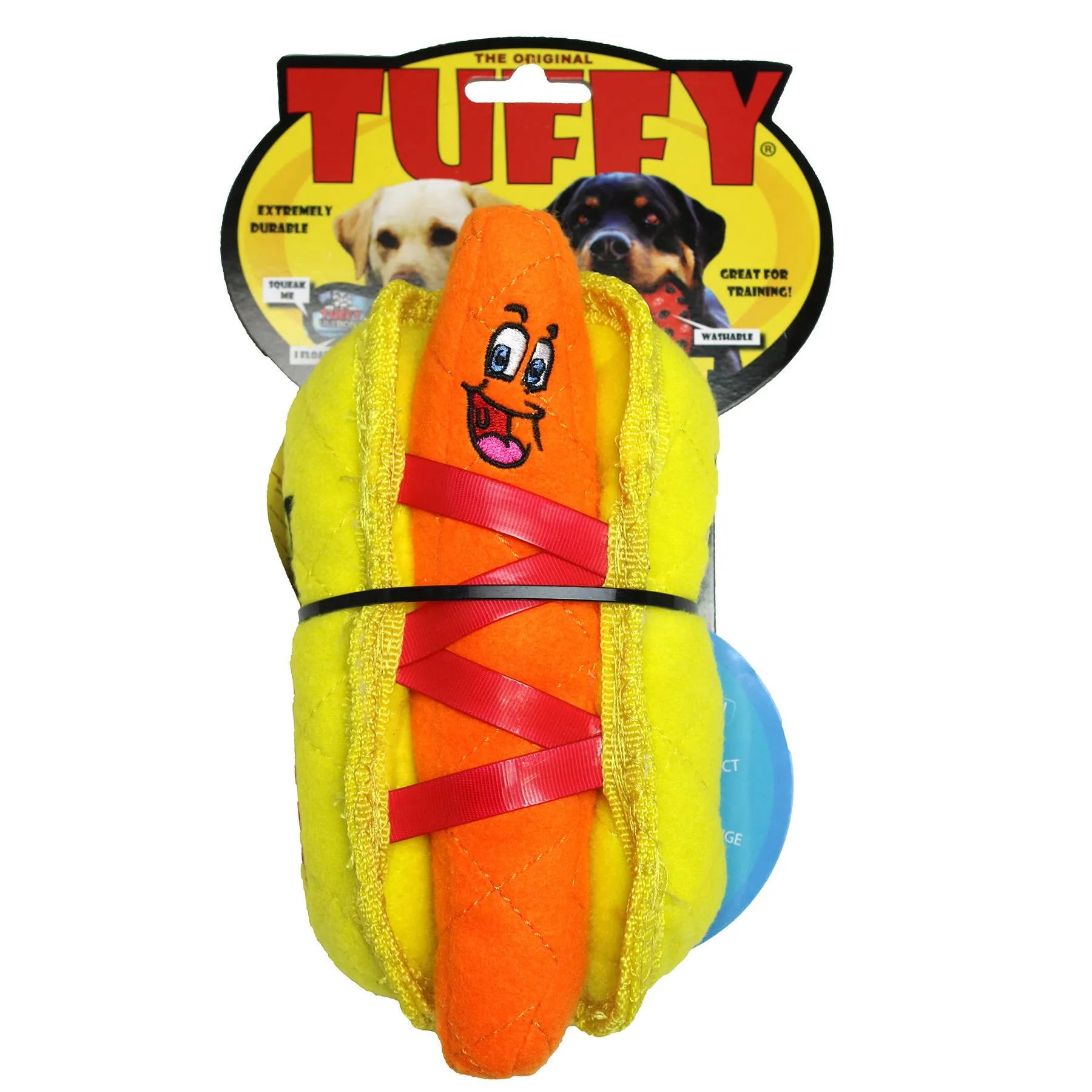 Tuffy Dog Toys - VIP Products - Tuffy Funny Food HotDog, Durable, Squeaky Dog Toy 2-in-1