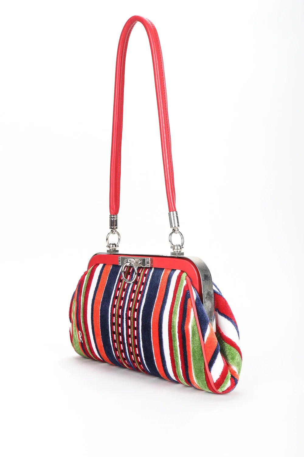Velvet Striped Slim Frame Bag