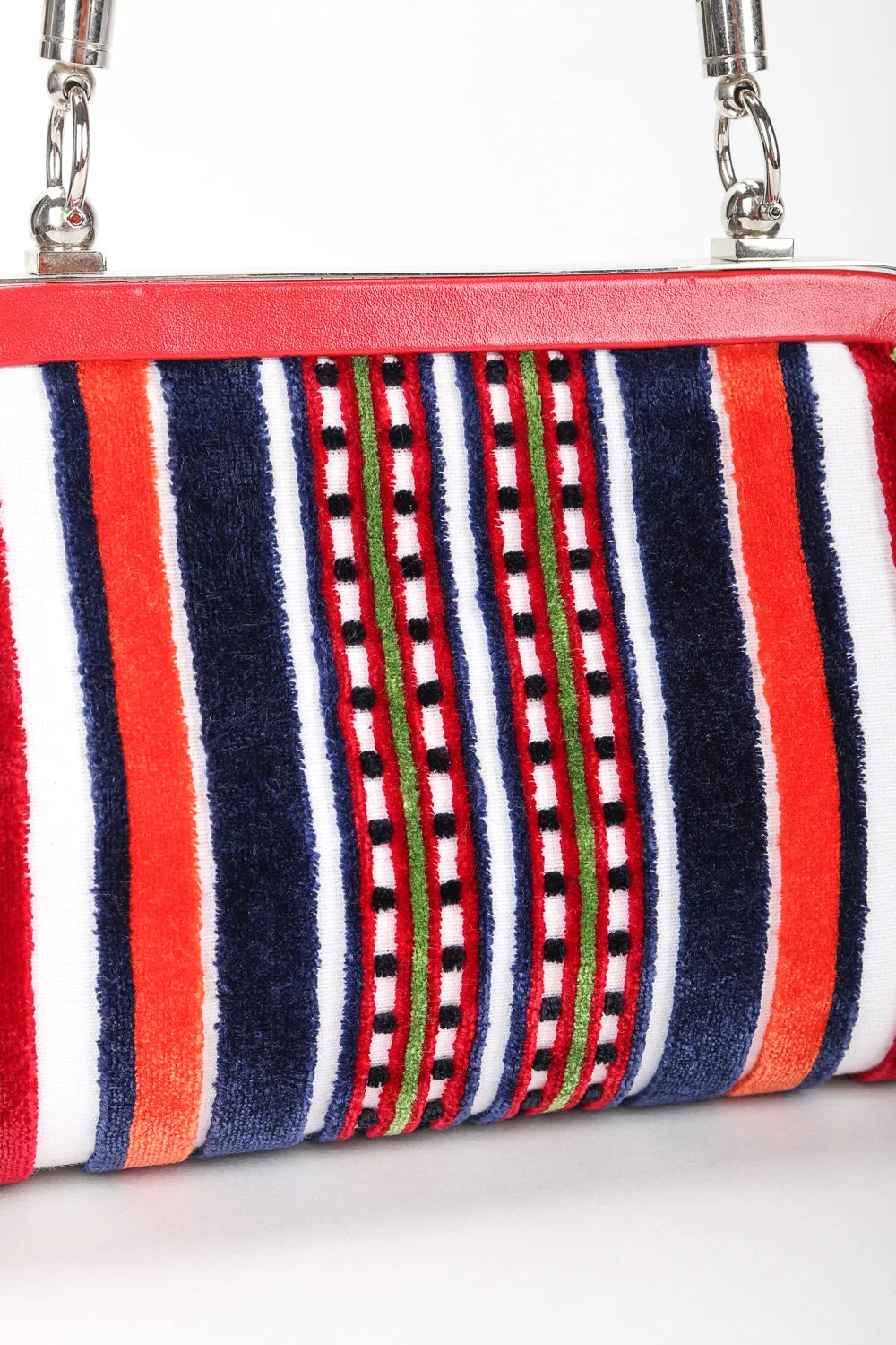 Velvet Striped Slim Frame Bag