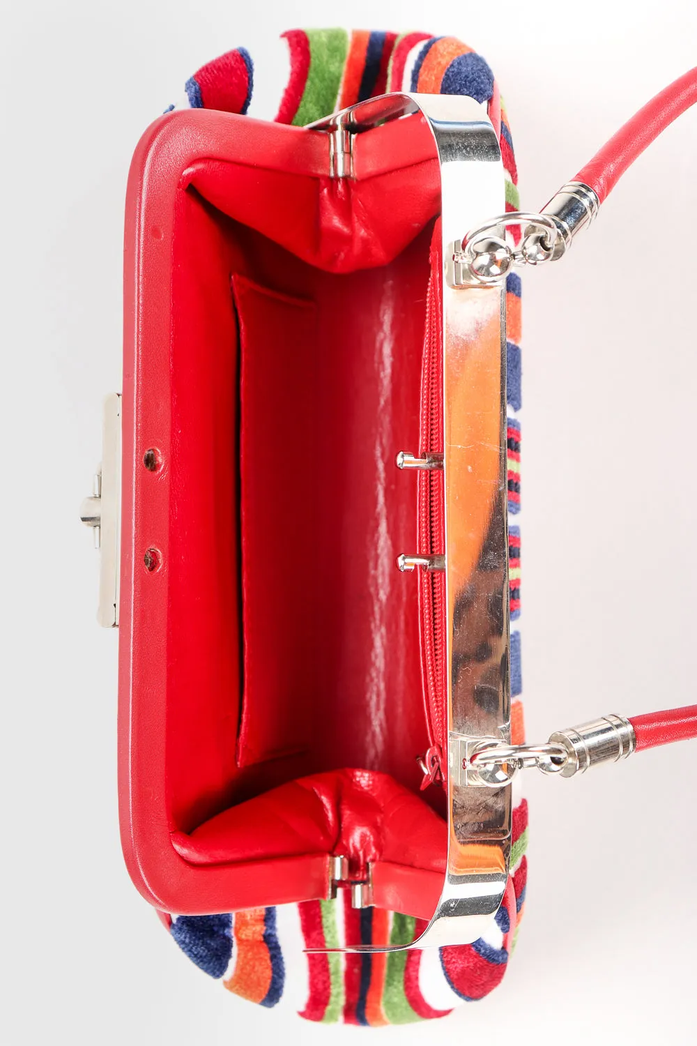 Velvet Striped Slim Frame Bag