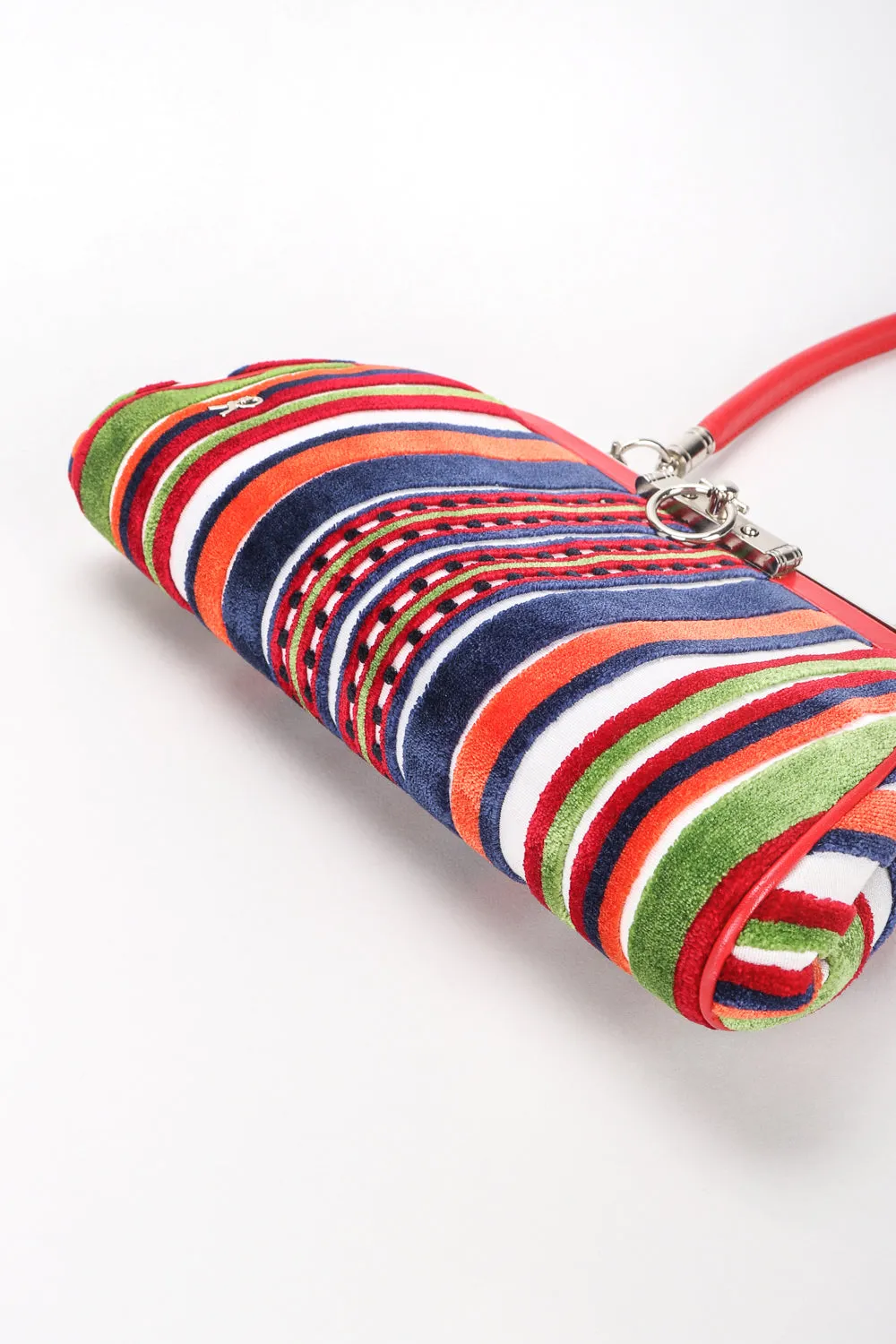 Velvet Striped Slim Frame Bag