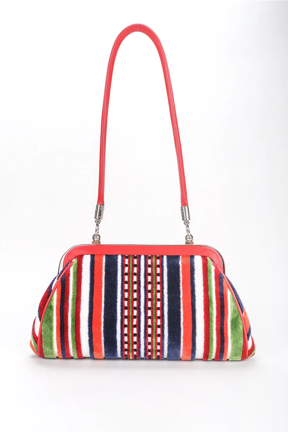 Velvet Striped Slim Frame Bag