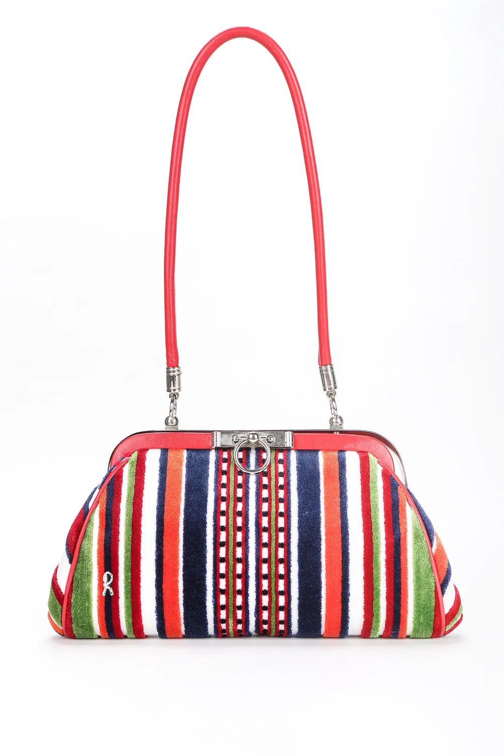 Velvet Striped Slim Frame Bag
