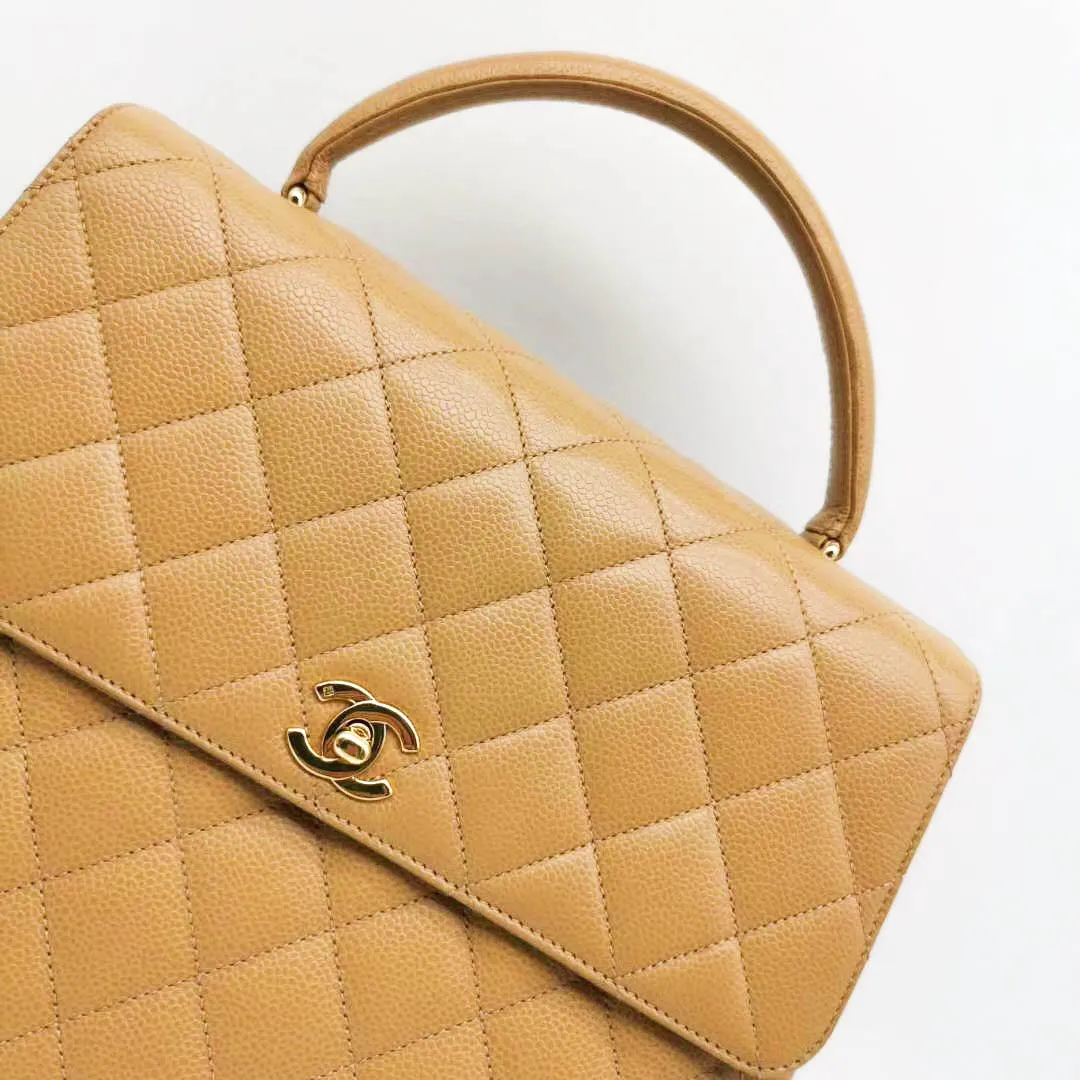 Vintage Kelly Bag in Beige Caviar