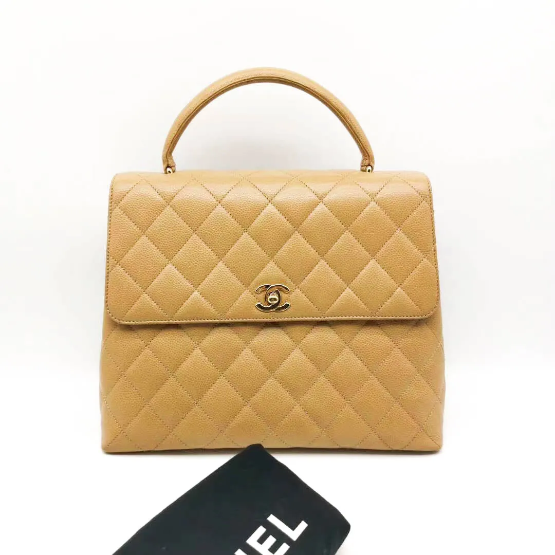 Vintage Kelly Bag in Beige Caviar