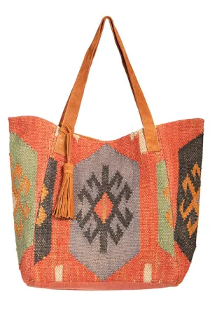 Western Shoulder Tote Geometric Print Aztec Inspired