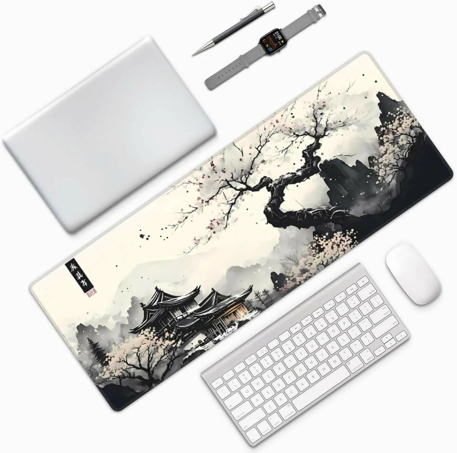 XL Mouse Pad, Japanese Anime Themed, Non-Slip Rubber Base, 31.5” x 11.8”
