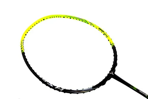 YOUNG Malaysia Carbon Graphite Y-Flash 20 Super Light 74 g, Japanese High Modulus Nano Carbon Badminton Racket, Takes Up to 33 lbs Tension, Includes Full Cover (Yellow and Black)